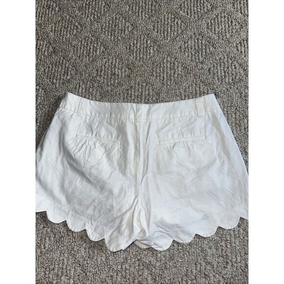 Womens J Crew White Linen Scalloped Shorts Size 6 Inseam 3.5 EUC - Picture 5 of 5